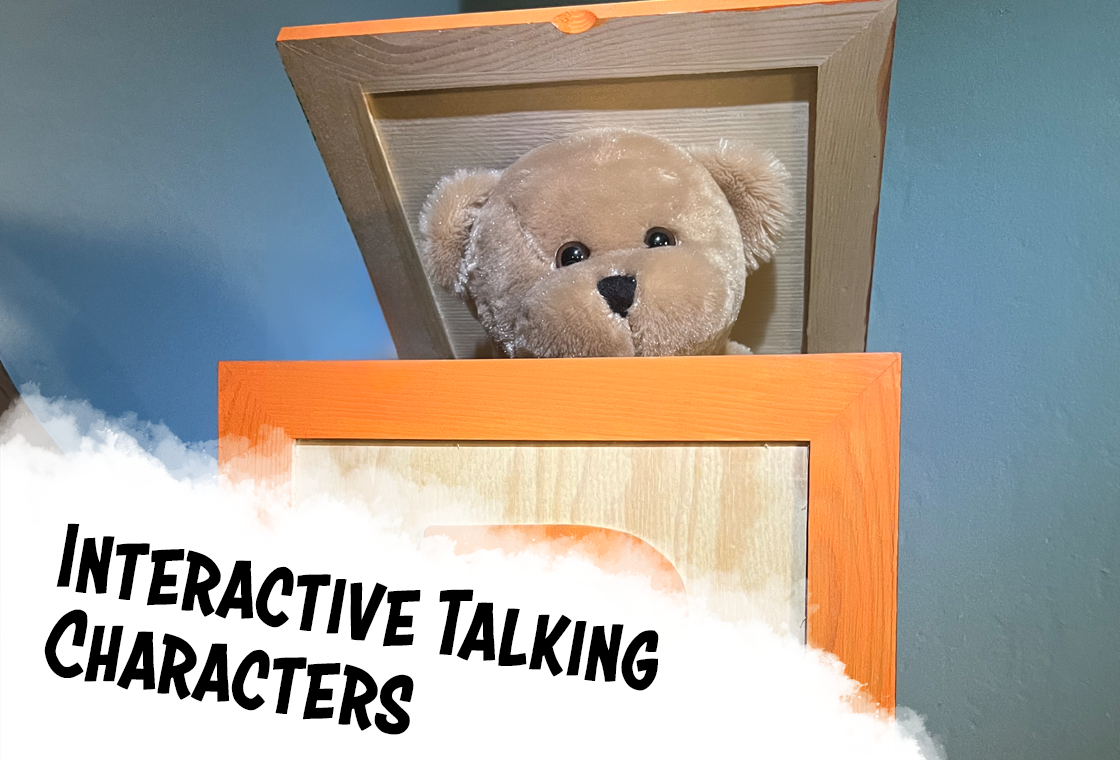 Patches the Bear character in the Toy Shop escape room